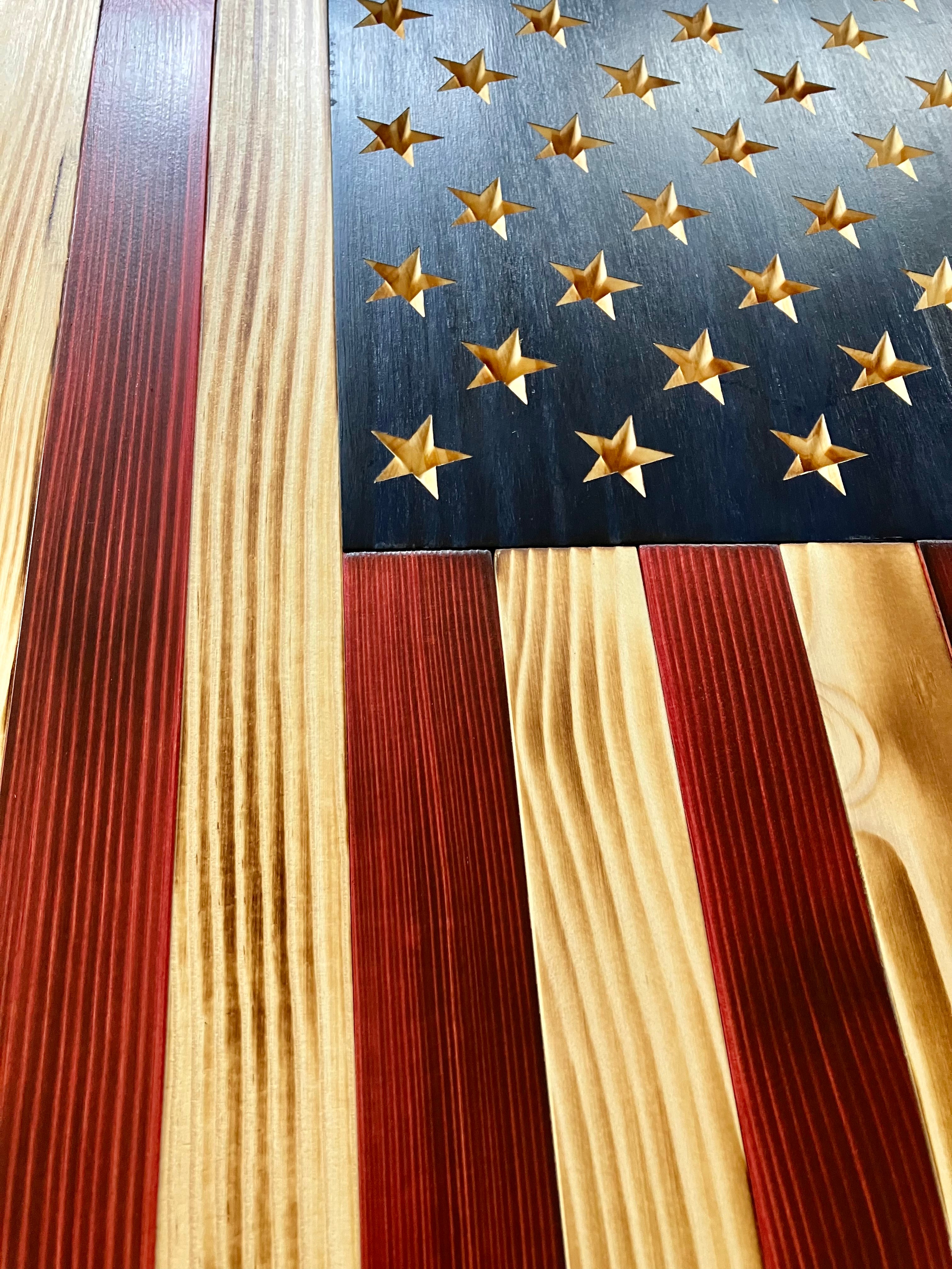 Handcrafted Wooden American Flag