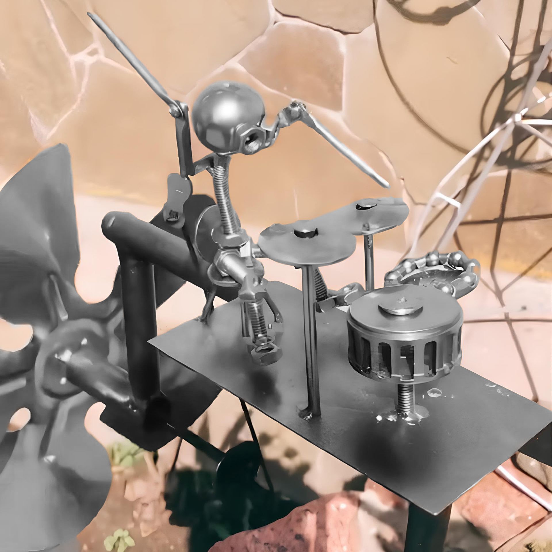 🎁TikTok Last Day Sale - 70% OFF🥁Handmade Metal Rock Band Windmill🎁(Includes a 70cm bracket)