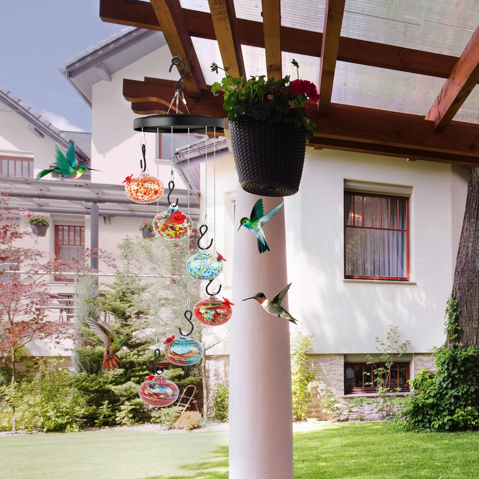2024 New Charming Wind Chimes Hummingbird feeders Garden Decor