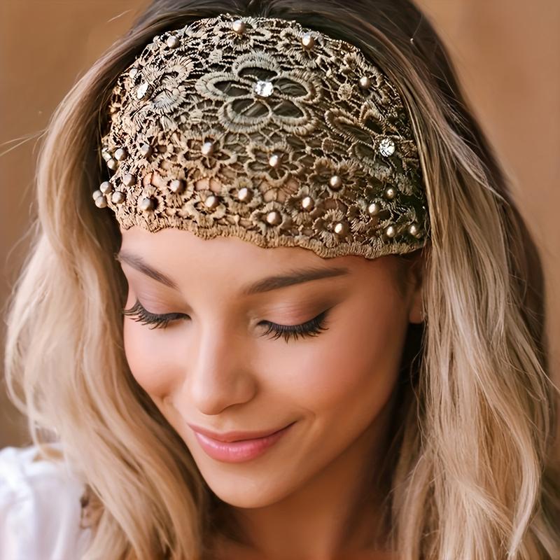 🎁TikTok Last Day Sale - 70% OFF🎉Elegant Floral Beaded Wide Headbands for Women