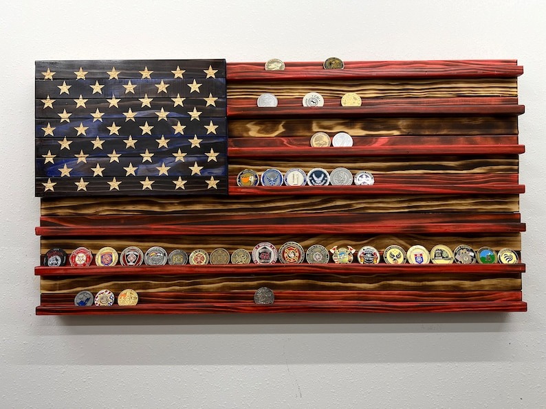 🔥Handmade US Flag Challenge Coin Display