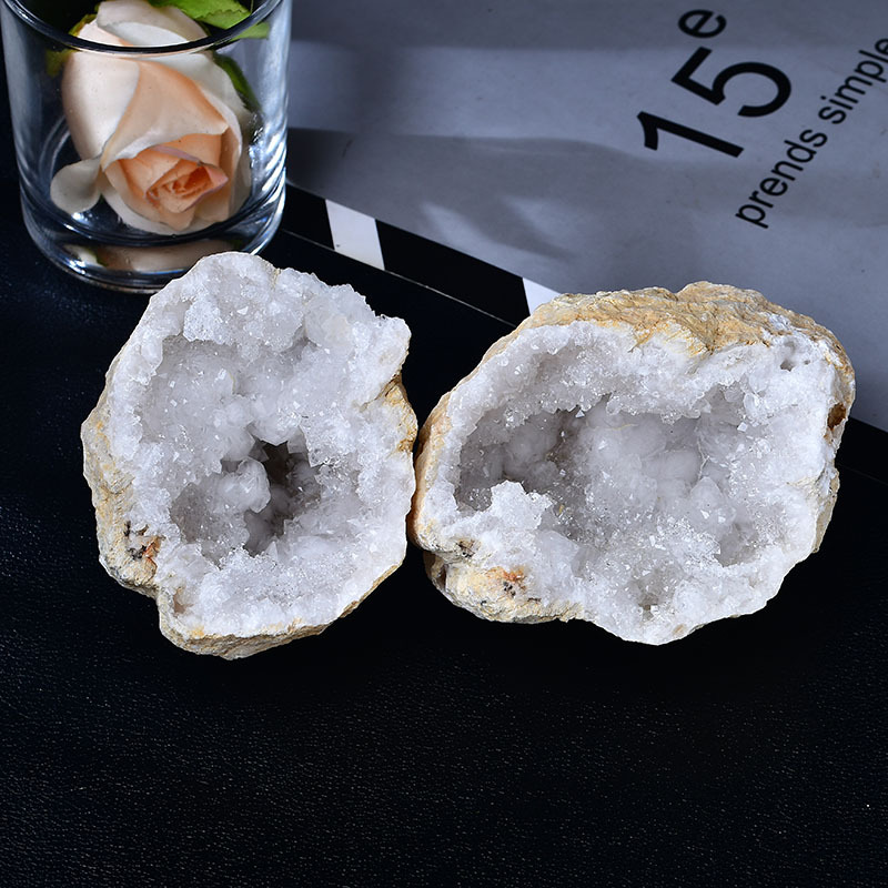 Serene Aura White Agate Crystal Geode