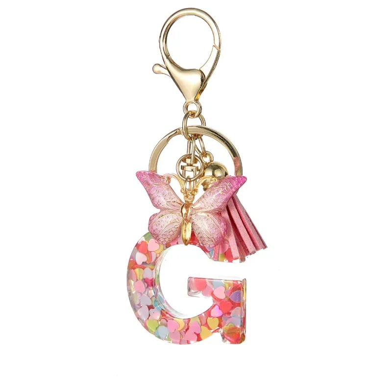 🔥Last Day 50% OFF - Butterfly Letter Keychain Tassel Design Vibrant Durable Lightweight Gift