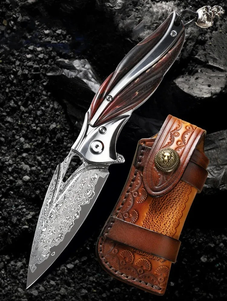 Purely Handmade VG-10 Damascus Folding Knife | EDC Camping Tool