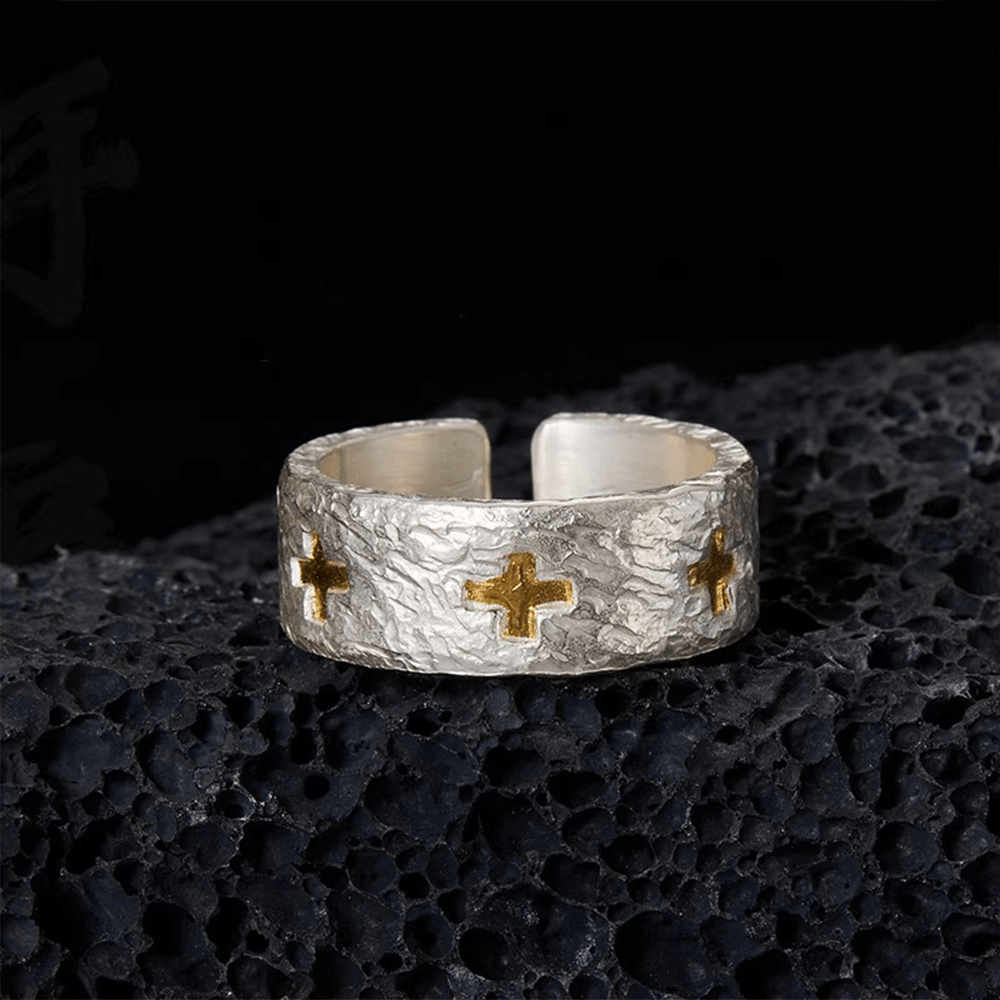 ✝️100% Handmade Adjustable Sterling Silver Cross Ring (𝐂𝐡𝐚𝐝 𝐒𝐦𝐢𝐭𝐡 𝐇𝐚𝐧𝐝𝐦𝐚𝐝𝐞®)