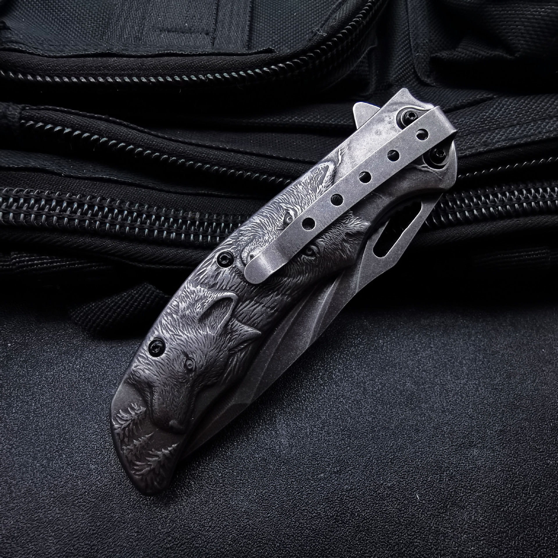 🔥Last 4 days - 70% discount🔥3D Wolf Stonewash Collectors Outdoors Survival Hunting Knife
