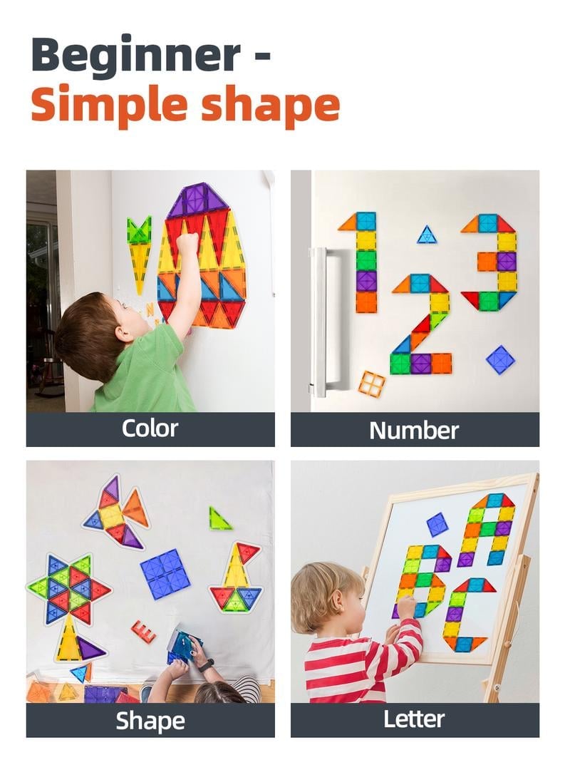 🔥LAST DAY SALE 49% OFF-100PCS Magnetic Tiles Set with 2 Cars, Magnetic Building Tiles