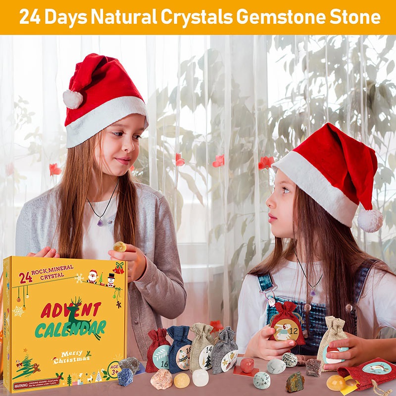 24 Days Natural Healing Crystal Gemstones Minerals & Fossils Advent Calendar