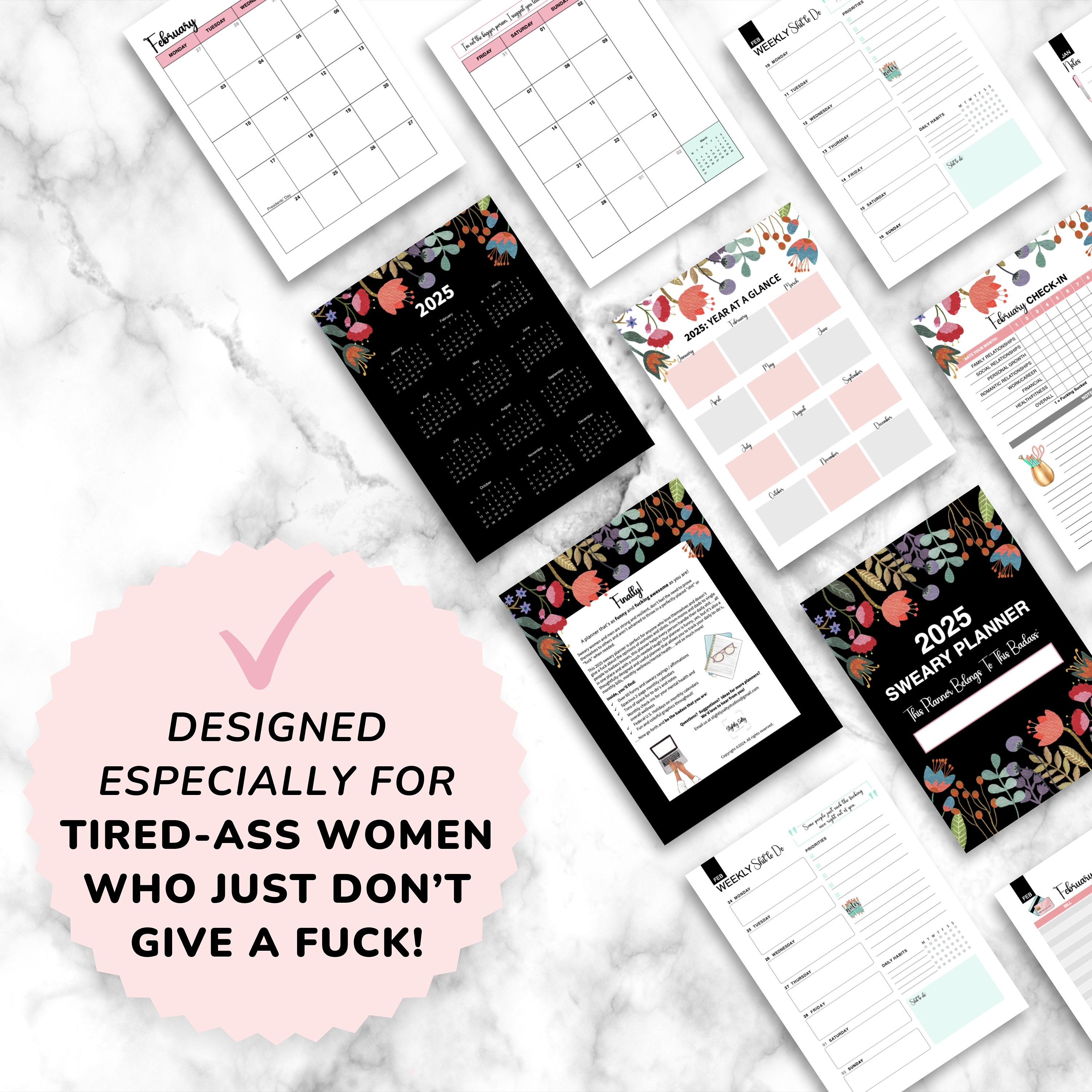 2025 Sweary Planner for Tired-Ass Women | Funny Adult Planner