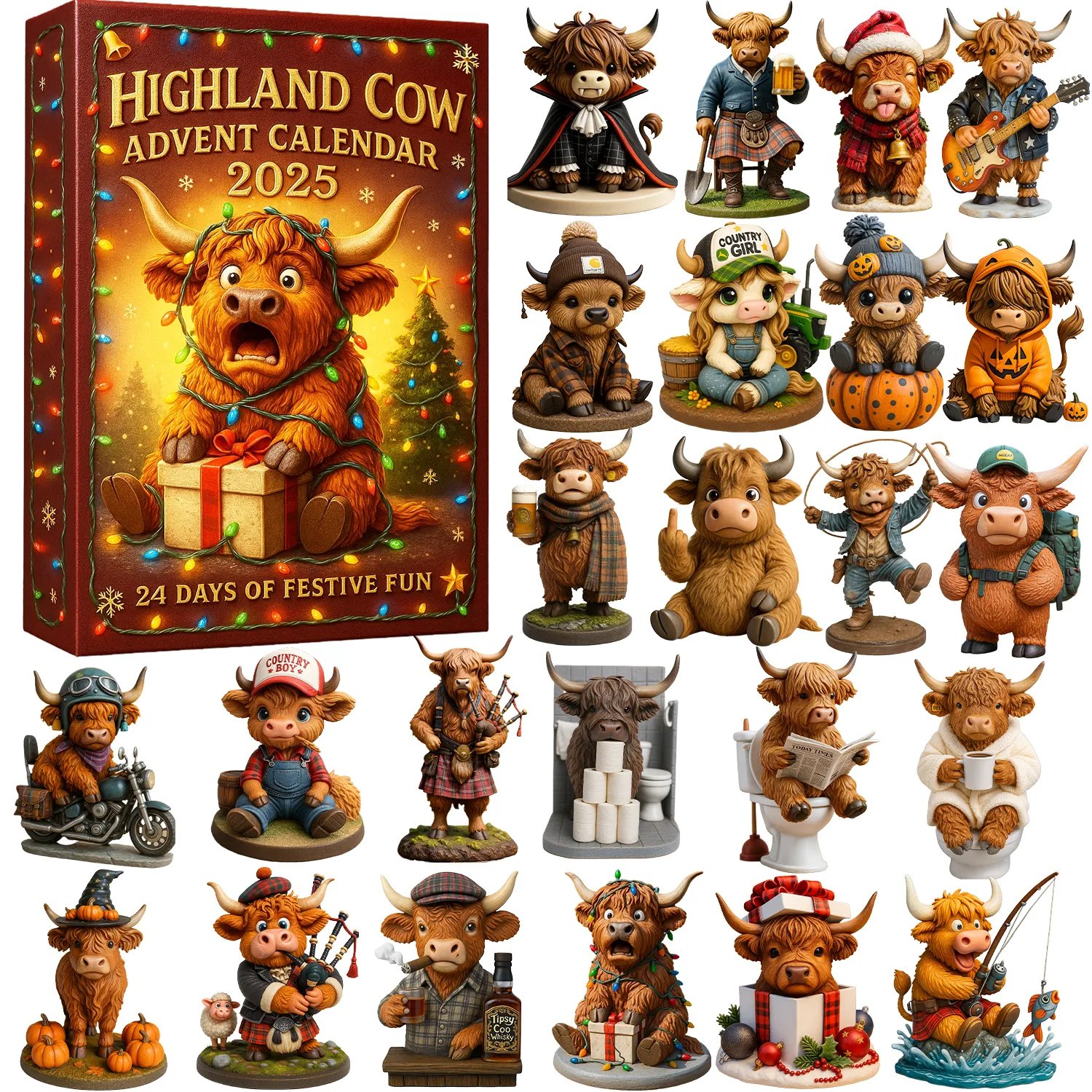 🔥Limited Edition, Only 100 Sets Left! - 🐮Highland Cow Advent Calendar 2025🎄✨