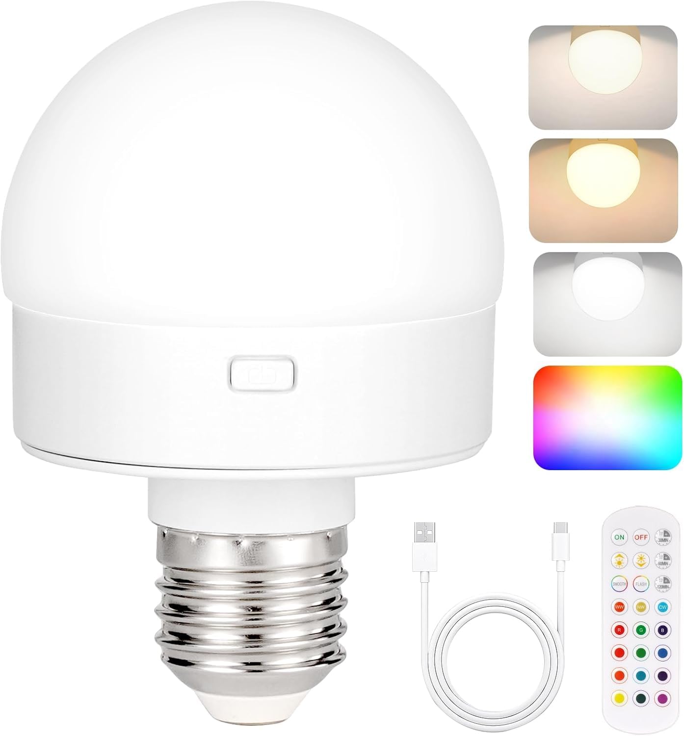 🔥Last Day Promotion 50% OFF💥3 Color Temperature Dimmable E26 Wireless Detachable LED Charging Bulb