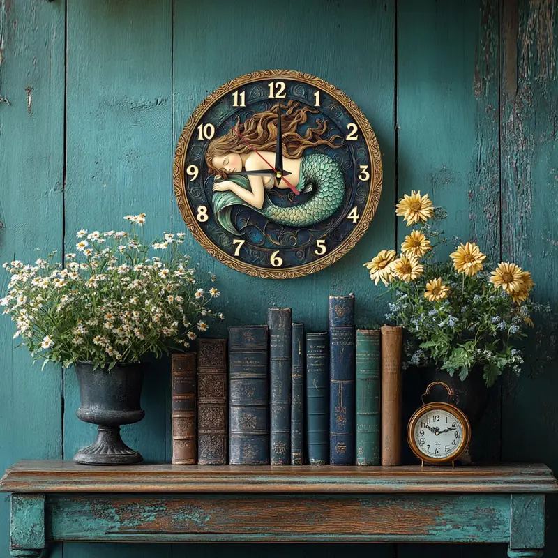 Vintage Mermaid Wall Clock