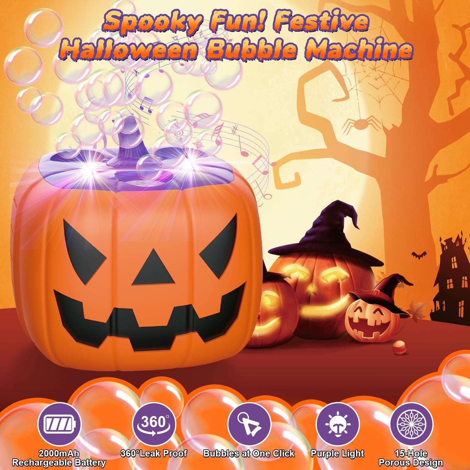 🔥LAST DAY 50% OFF🔥Halloween Party Bubble Machine Decorations Toys with LED⚡BUY 2 FREE SHIPPING