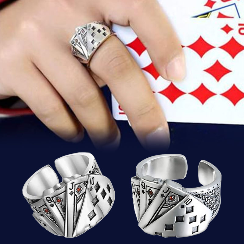 🔥Last Day Sale - 75% OFF🔥Straight Flush Poker Cards Stainless Steel Ring,BUY 2 FREE SHIPPING