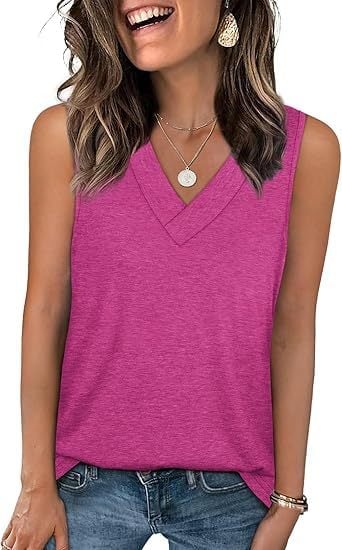 🔥Letzter Tag 70% Rabatt ✨Damen ärmellos V-ausschnitt Abnehmen lockere Passform Casual Tank Top T-Shirt