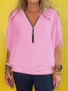 Women Chiffon Half-zip Short-sleeved Casual Shirt & Top