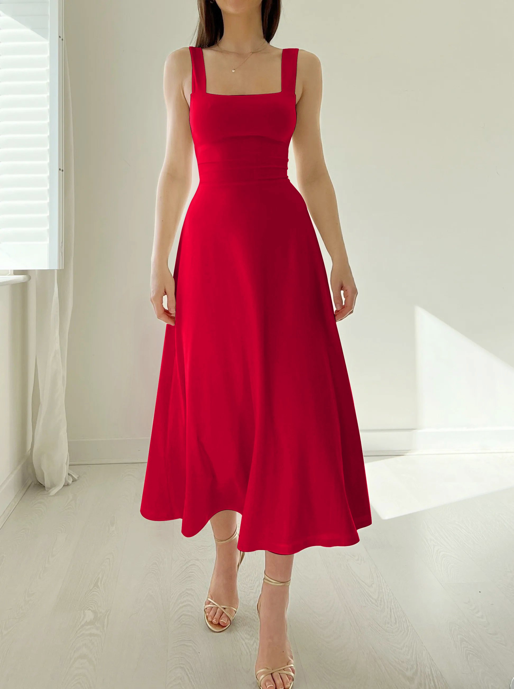 🔥Last Day 49% OFF - 💗2023 NEW WOMEN'S THICK STRAPS MIDI DRESS
