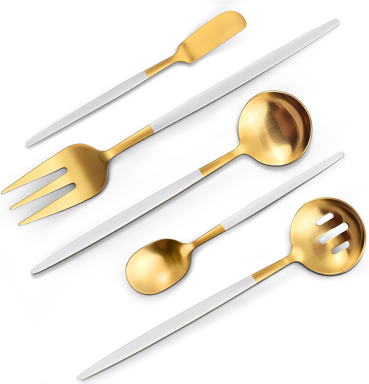 Matte Gold Silverware Set, VANVRO 40-Piece Stainless Steel Flatware Set, Satin Finish tableware Cutlery Set, Service for 8, Home and Restaurant, Dishwasher Safe