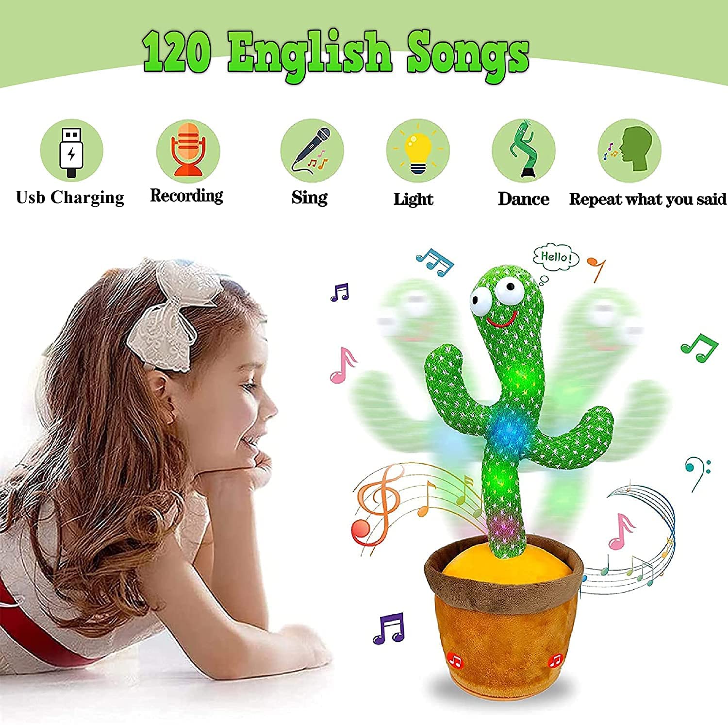 🔥 NEW YEAR 2024 SALE 50% 🎁LED Musical Dancing & Mimicry Cactus Toy