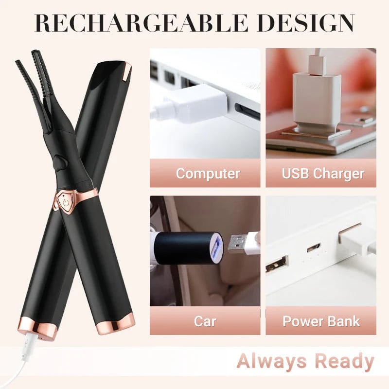 🎁2025 Rechargeable Heated Eyelash Curler for Quick Heating Curling