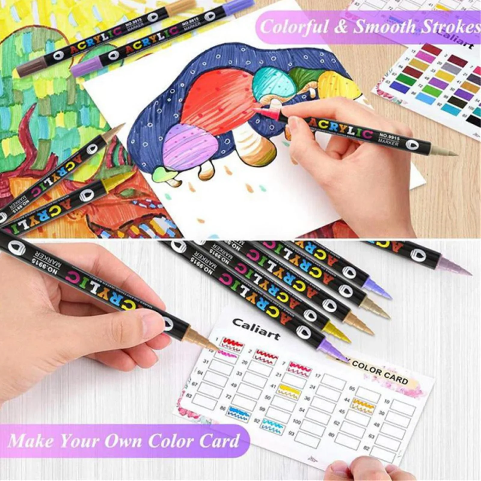 🔥Last Day 49% OFF -48 Colors Acrylic Paint Markers, Dual Tip Drawing Marker Pen