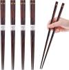 GLAMFIELDS Reusable Chopsticks Japanese Natural Wooden 5 Pairs Classic Style Lightweight Hand-Carved Safe Chop Sticks 8.8 Inch/22.5cm Gift Set