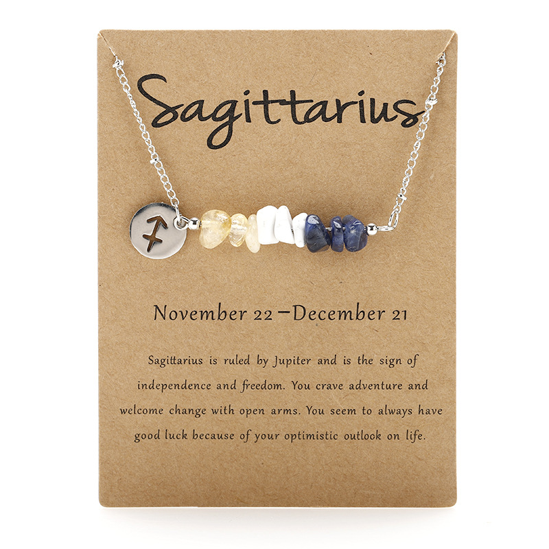 <strong>Handmade</strong> Natural Gemstone Zodiac Silver Necklace - <strong>Last Day Clearance Sale 70% OFF</strong>