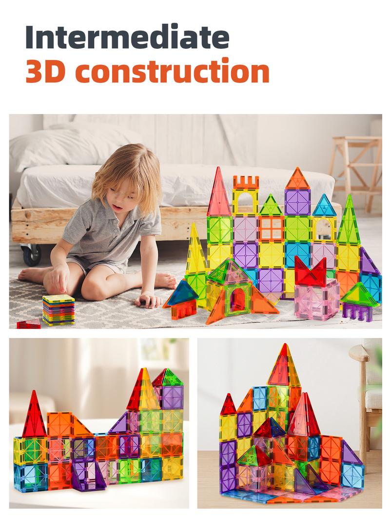 🔥LAST DAY SALE 49% OFF-100PCS Magnetic Tiles Set with 2 Cars, Magnetic Building Tiles