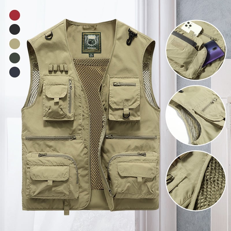 (🔥Last Day Promotion 50% OFF) Breathable Mesh Zip Cargo Vest - Buy 2 Get Extra 10% OFF & Free Shipping