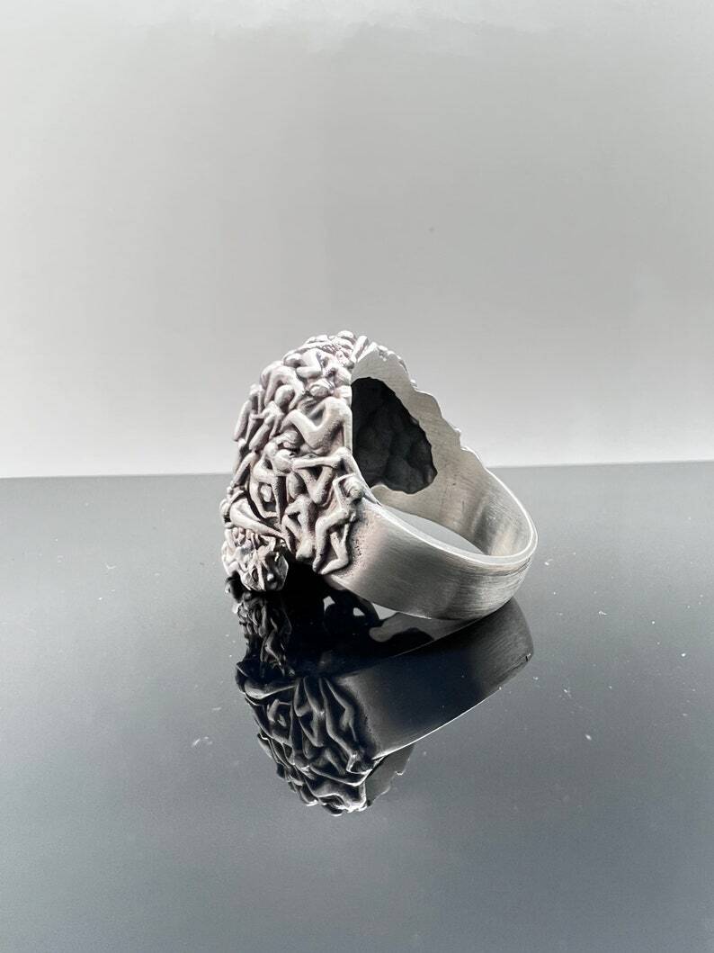 Gothic Death Skull Ring - Sterling Silver Skull Ring