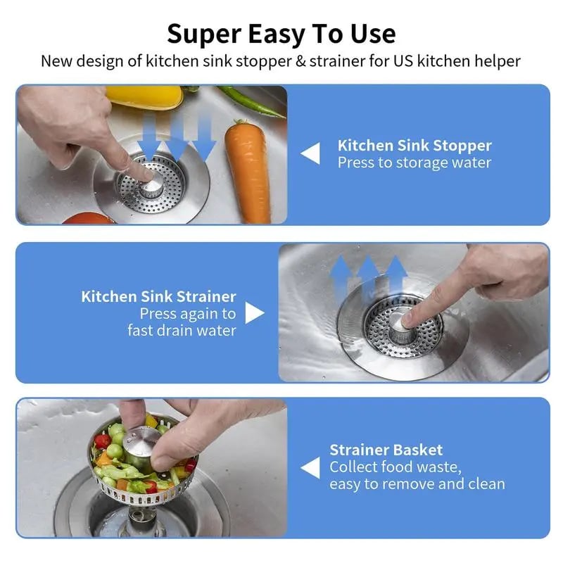 🎁TikTok Last Day Sale - 70% OFF🔥3 in 1 Kitchen Sink Drain Strainer Kitchen Gadgets
