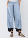 Women Cotton Linen Splicing Solid Color Irregular Pants