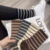 Socks women's autumn and winter new combed cotton striped high socks