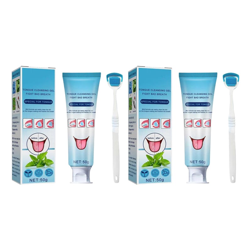 🔥Oral Hot Supplies-50% Off✨Tongue Cleaning Gel With Cleaner Brush✨(Buy 2 Get 1 Free)