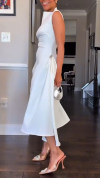 Ladies' Round Neck Solid Color Elegant Temperament Dress