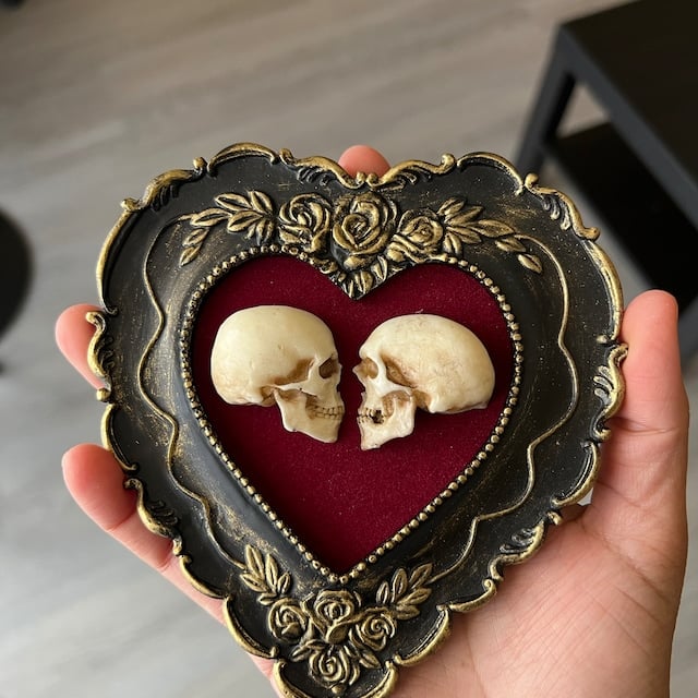 💗Valentine's Day Sale 69% OFF True love is forever - framed miniature realistic human skulls - Til death do us part