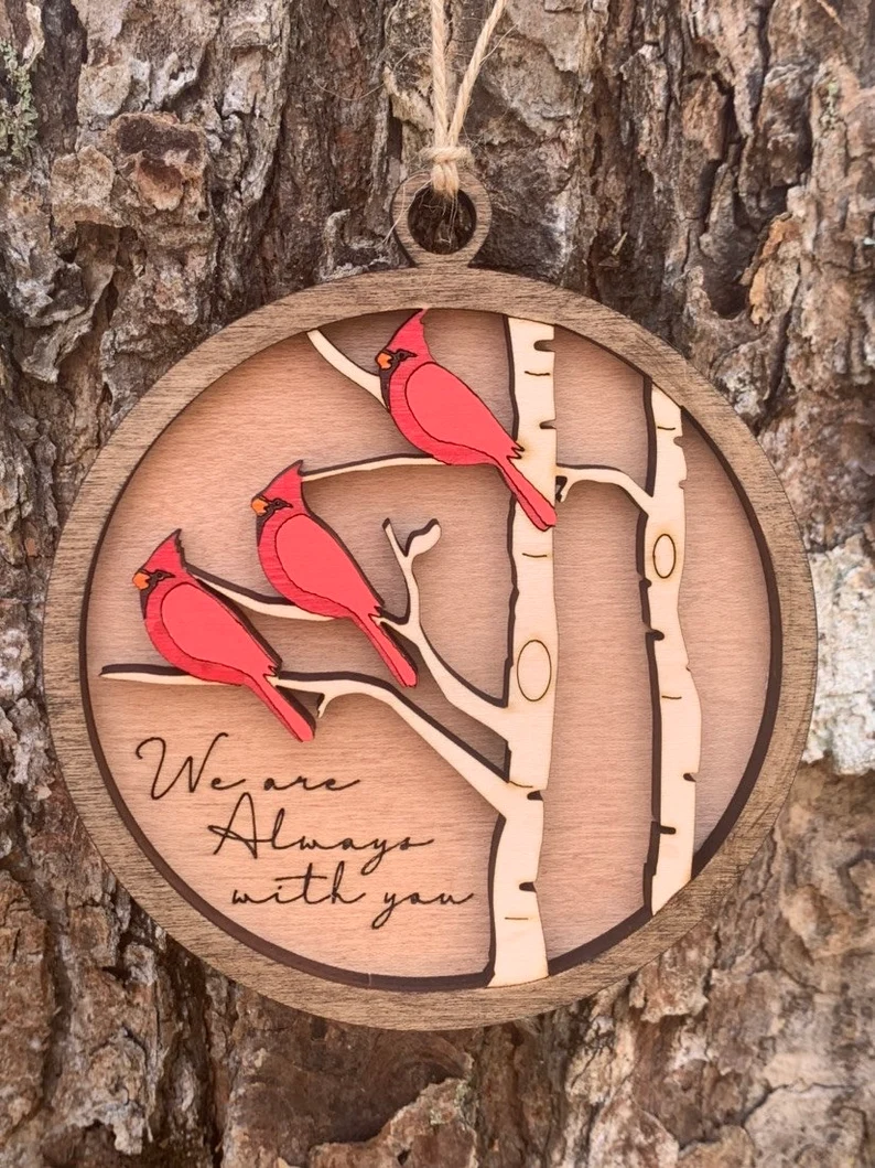 Handmade Cardinals Memorial Ornamen