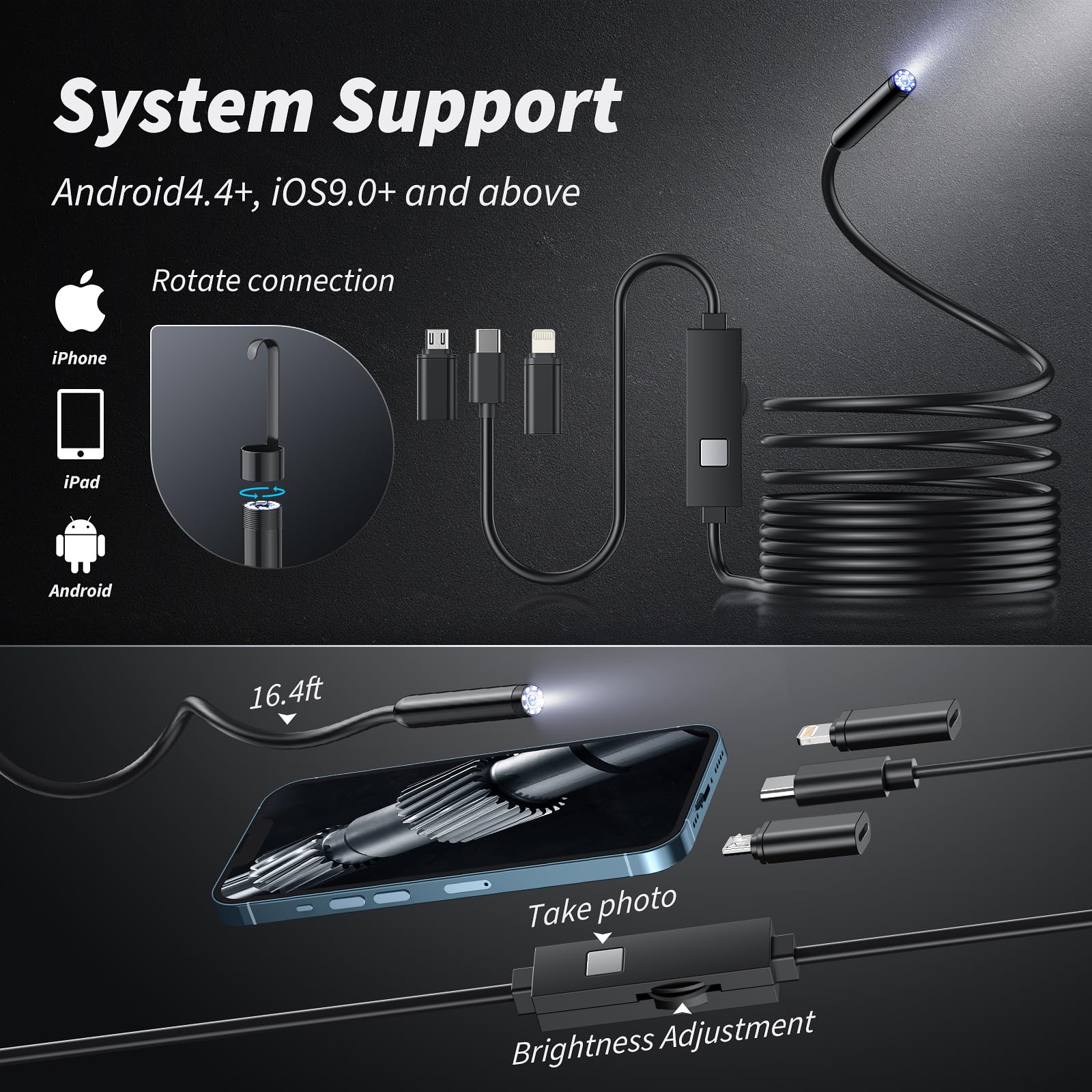 🎁TikTok Last Day Sale - 70% OFF🎉 Plug-and-Play Endoscope Camera –🔎 Compatible with Android & iPhone & ipad for Direct Connection