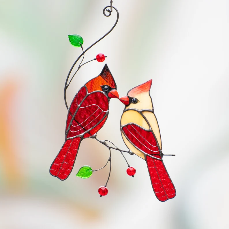 (🌲EARLY CHRISTMAS SALE - 49% OFF) Glass window hangings Christmas gift Stained glass bird suncatcher