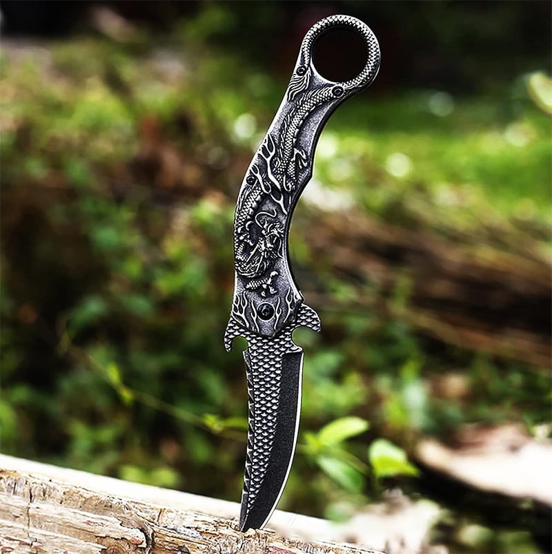 🐉 Dragon Folding Pocket Knife – Titanium-Plated Handle & Razor-Sharp Blade