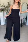 Women's Casual Solid Color Suspender Casual Wide Leg Jumpsuit