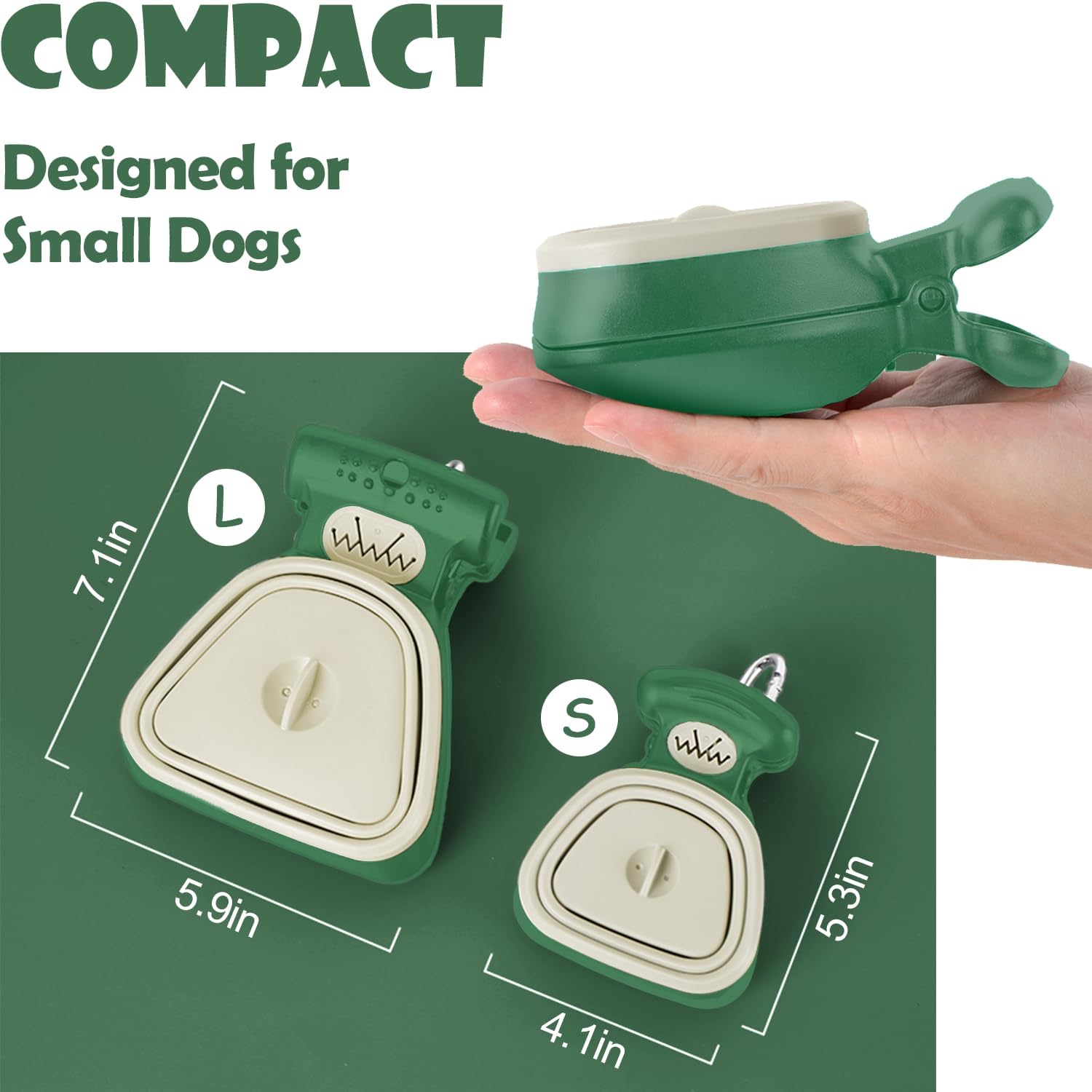 Pooper Scooper, Portable and Handheld Size for Walking Large and Small Dogs Outside Yard or Travel Outdoors, Pup Poop Scoop with Container and 30pcs Pet Waste Bag Attachment