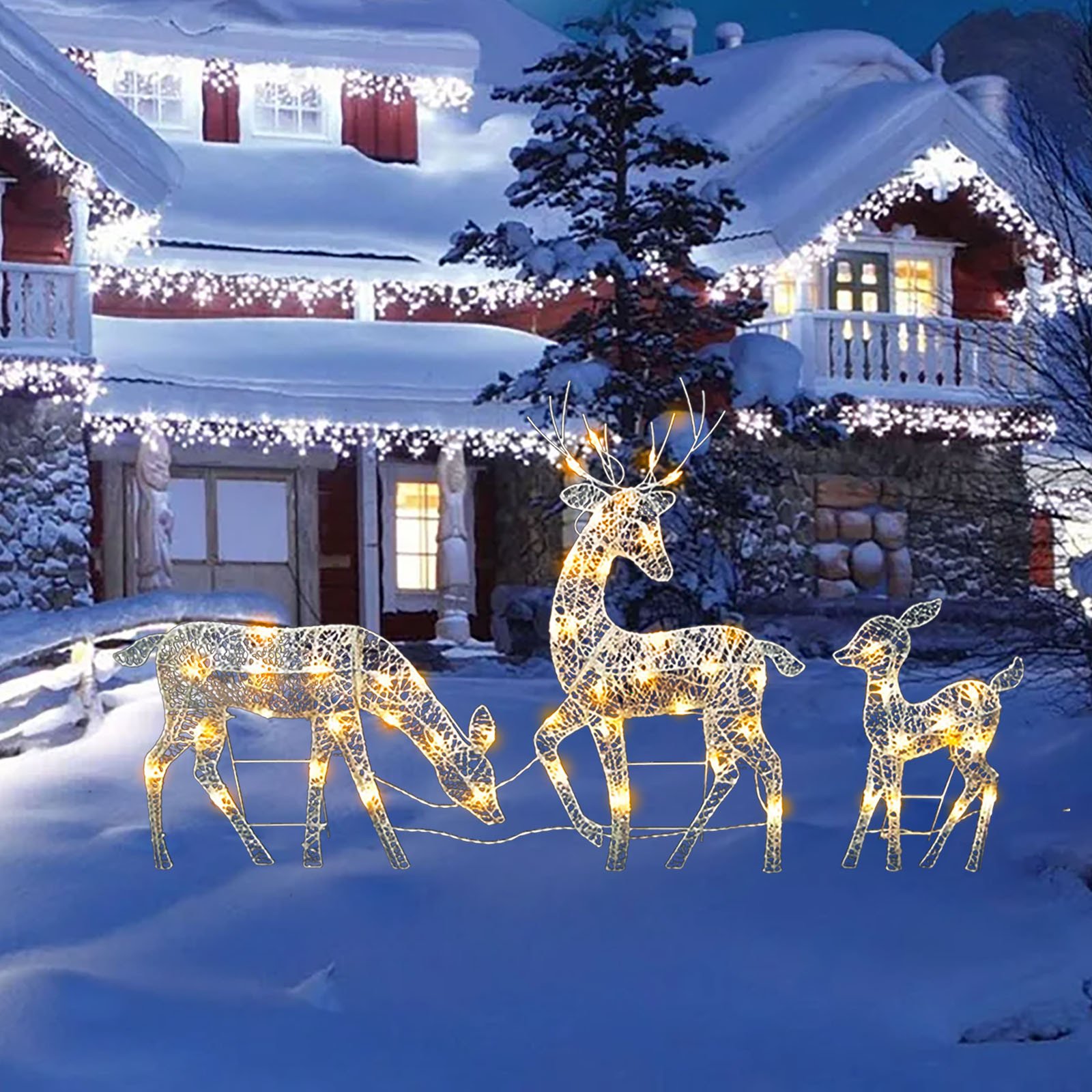 (🌲Early Christmas Sale- 50%) 🎁White Glitter Reindeer Christmas Light
