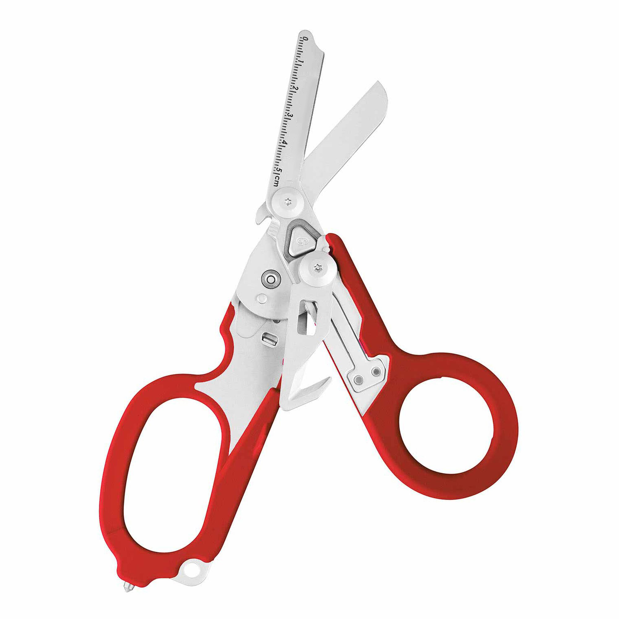 6 In 1 Emergency Rescue Foldable Shears with Strap Cutter & Glass Breaker & Oxygen Tank Wrench