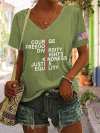 V-Neck Retro America Courage Freedom Diversity Rights Kindness Justice Equality Print T-Shirt