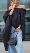 Ladies with Irregular Collar and Loose Temperament Tops