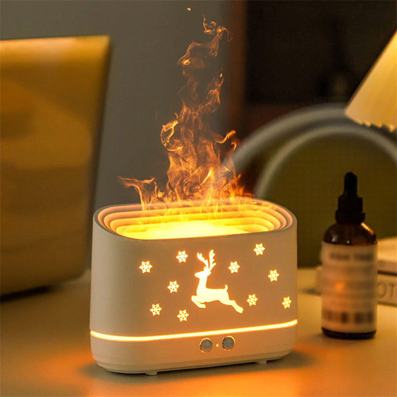 (🎄EARLY CHRISTMAS SALE - 50% OFF) 🎁Elk Flame Humidifier Lamp Christmas Home Decorations