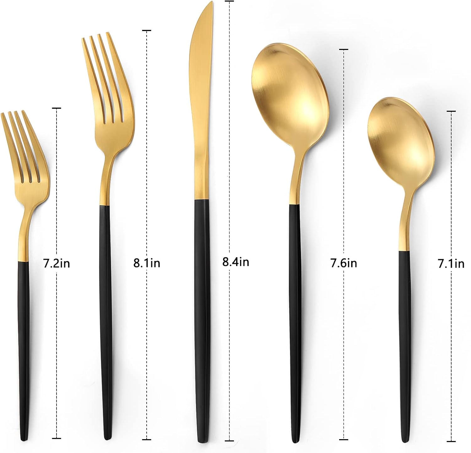 Matte Gold Silverware Set, VANVRO 40-Piece Stainless Steel Flatware Set, Satin Finish tableware Cutlery Set, Service for 8, Home and Restaurant, Dishwasher Safe