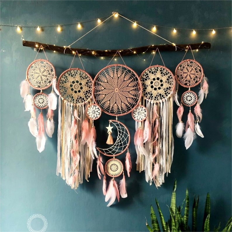 🌟 Dreamcatcher moon and stars hanging over the bed(🎁FREE SHIPPING🎁）