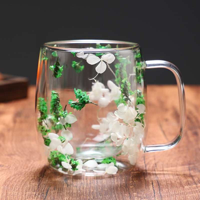 🎁TikTok Last Day Sale - 70% OFF🎄🌸Transparent Double Glass Flower Tea Cup